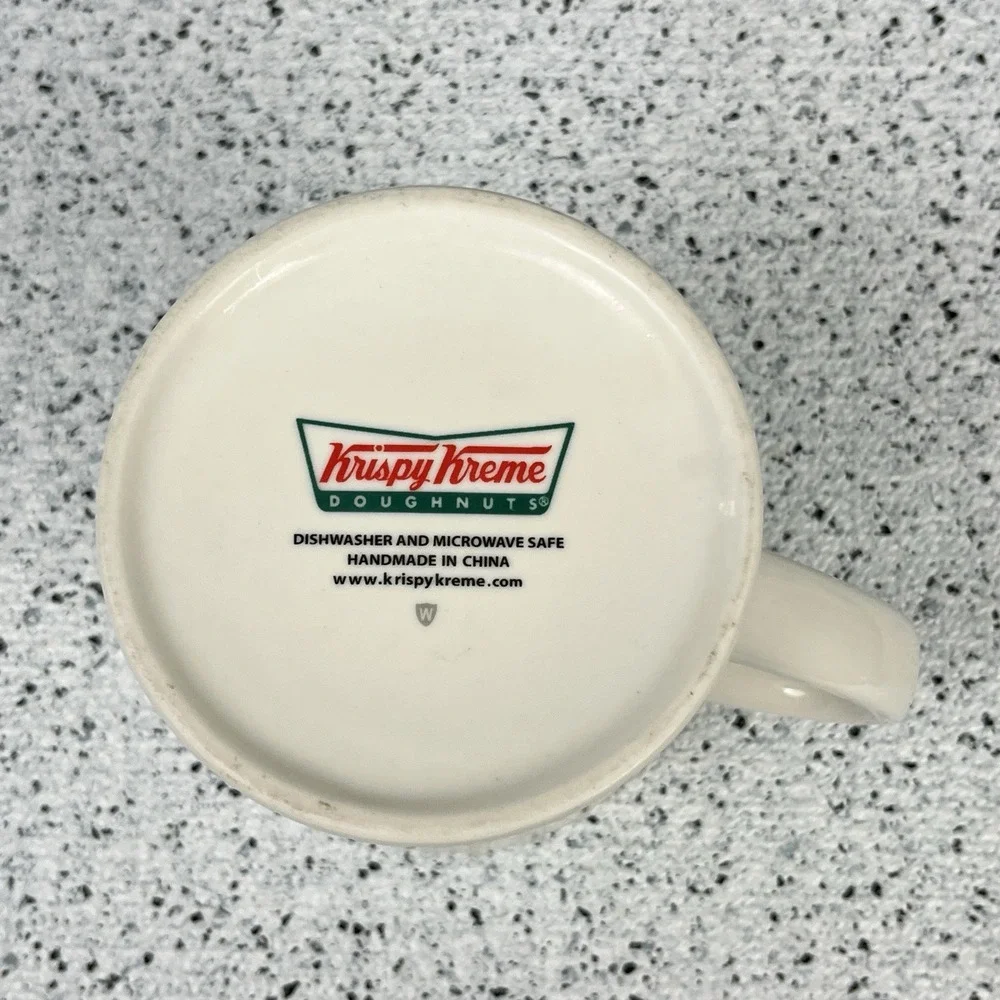 Krispy Kreme Doughnuts Coffee Mug 3D Raised Logo White Ceramic